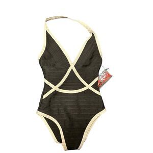 Wow Couture Black White One Piece Bathing Suit NWT Size Small